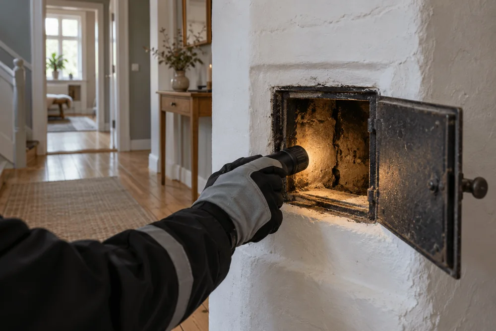 Inspeksjon av en eksisterende murt pipe
